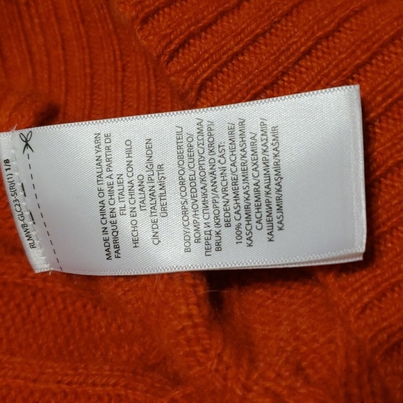 Ralph Lauren 100% CASHMERE Orange Cableknit Sweater S - Picture 5 of 7